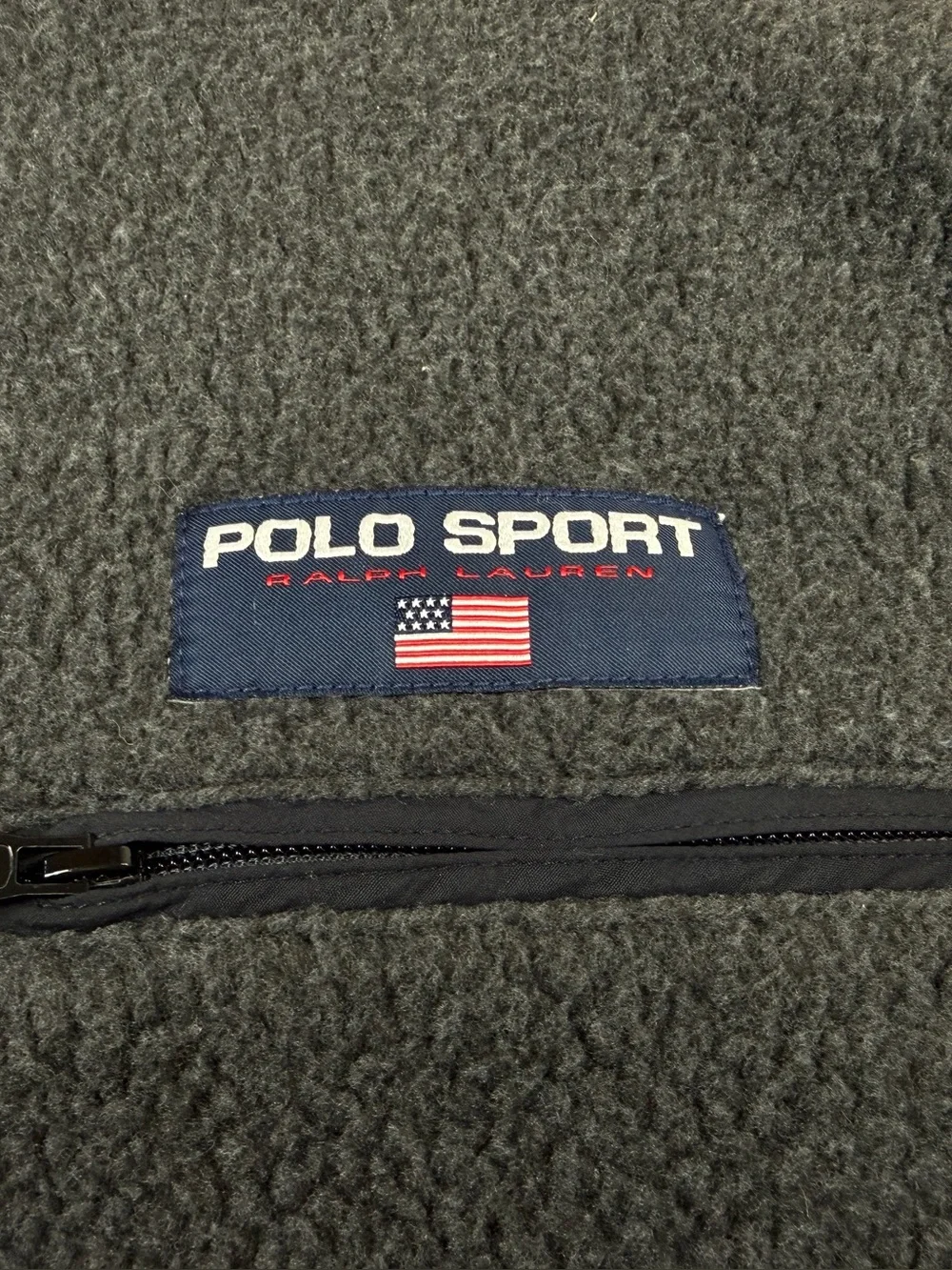 Polo Sport Ralph Lauren Vintage Fleece 1/4 Zip Pullover American Flag Men's L